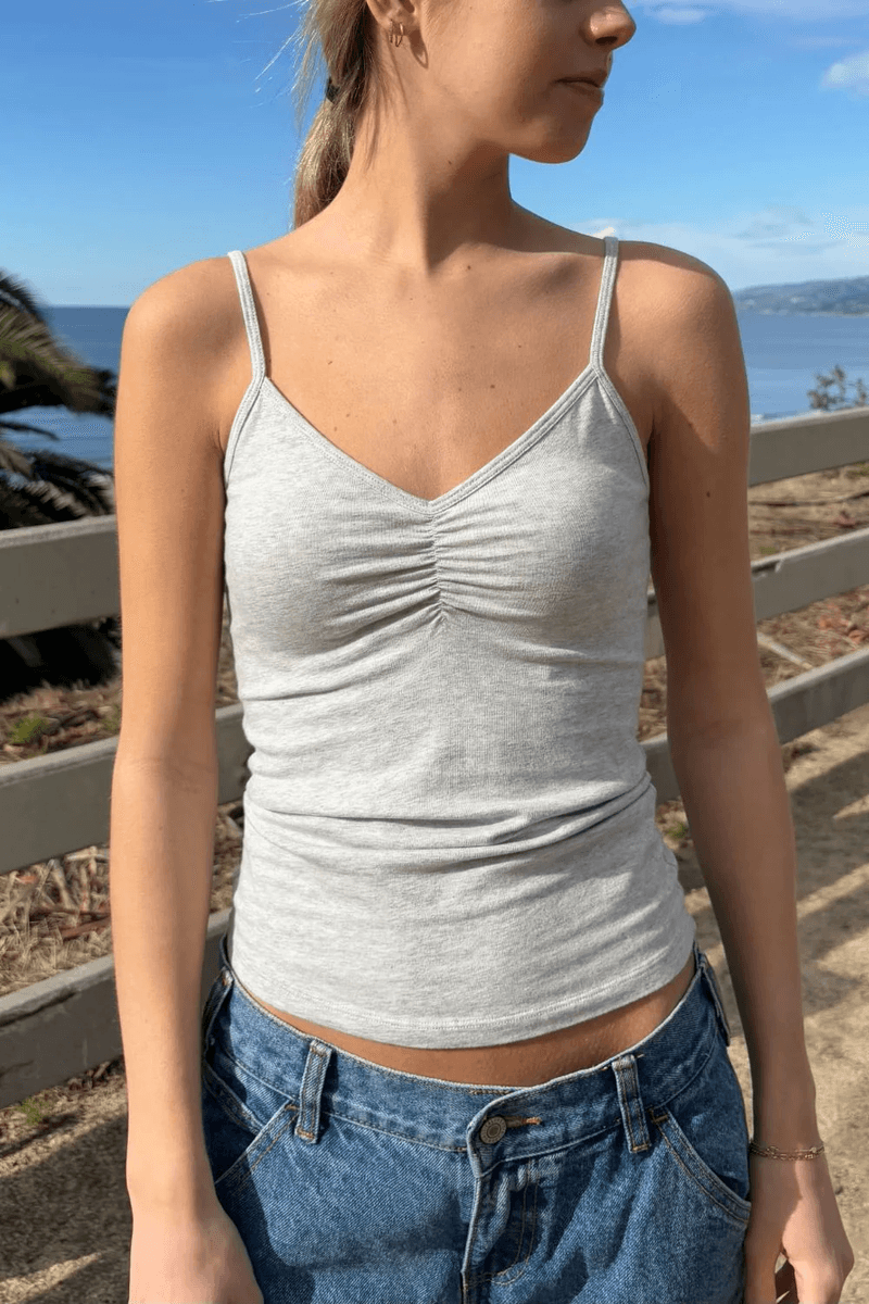 бренди мелвилл арчи длинный топ серебристо-серый