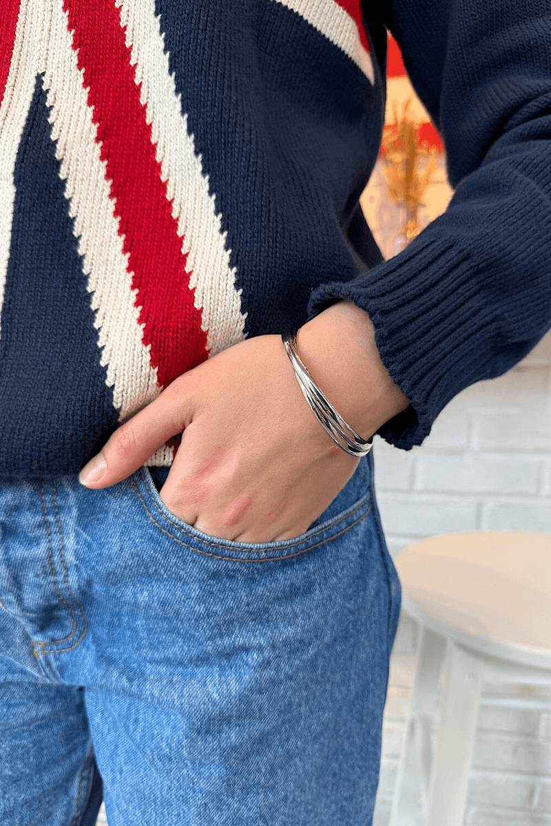 Brandy Melville Double Interlaced Bracelet Silver