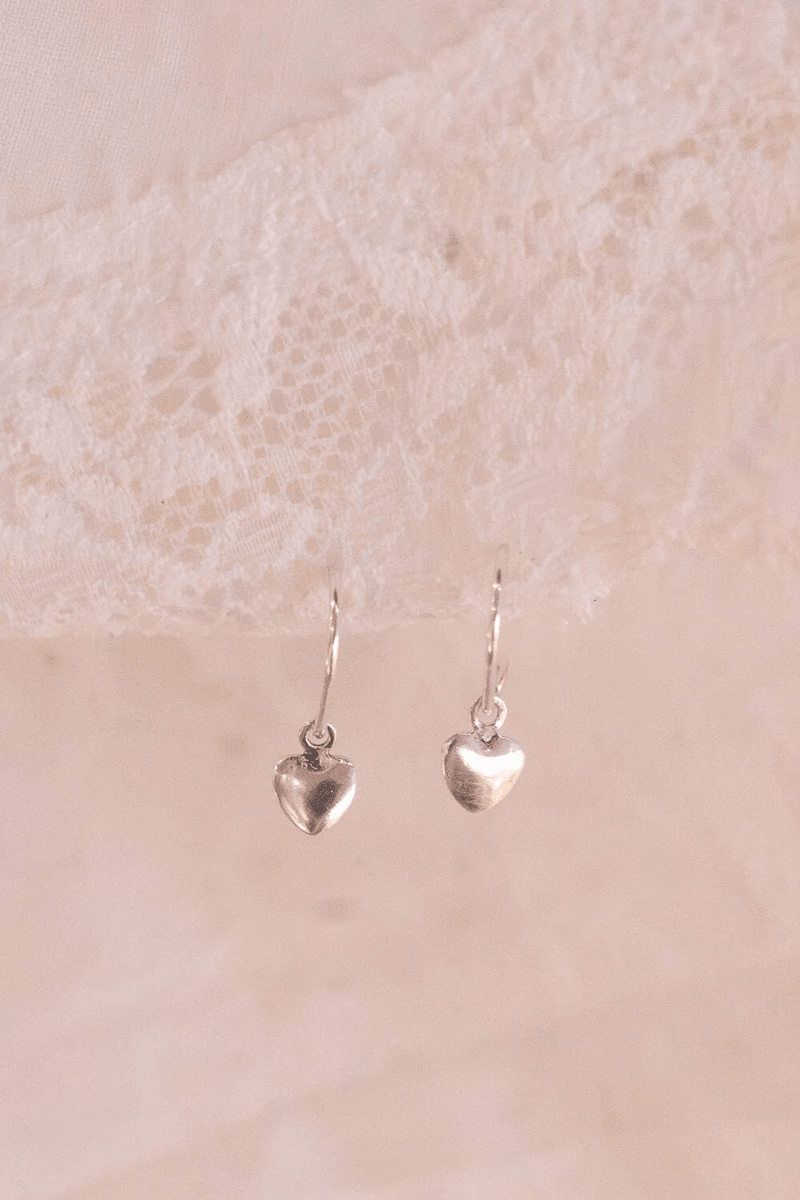 Brandy Melville Sterling Silver Heart Charm Earrings Silver