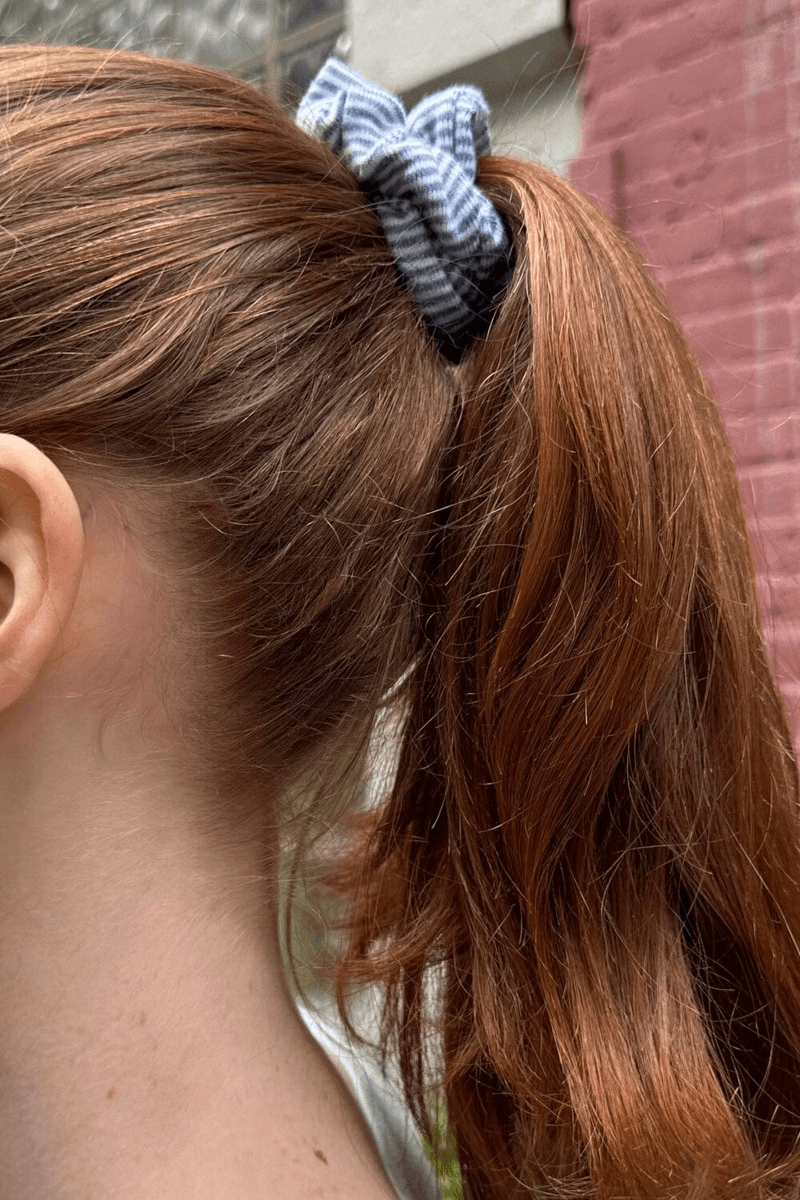 Brandy Melville Striped Scrunchie Light Blue With White Stripes