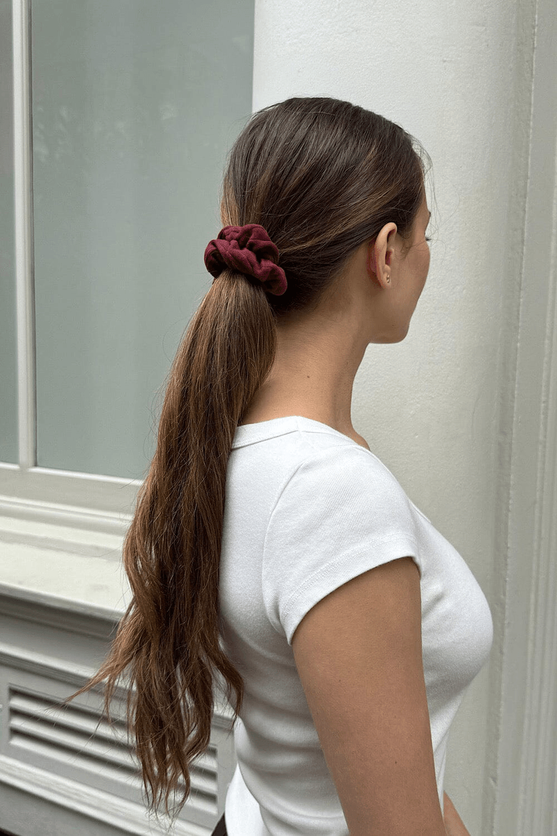 Brandy Melville Lines Scrunchie Burgundy
