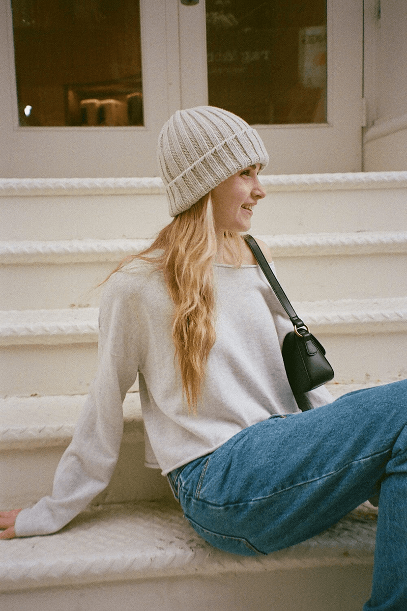 Brandy Melville Knit Beanie Silver Grey