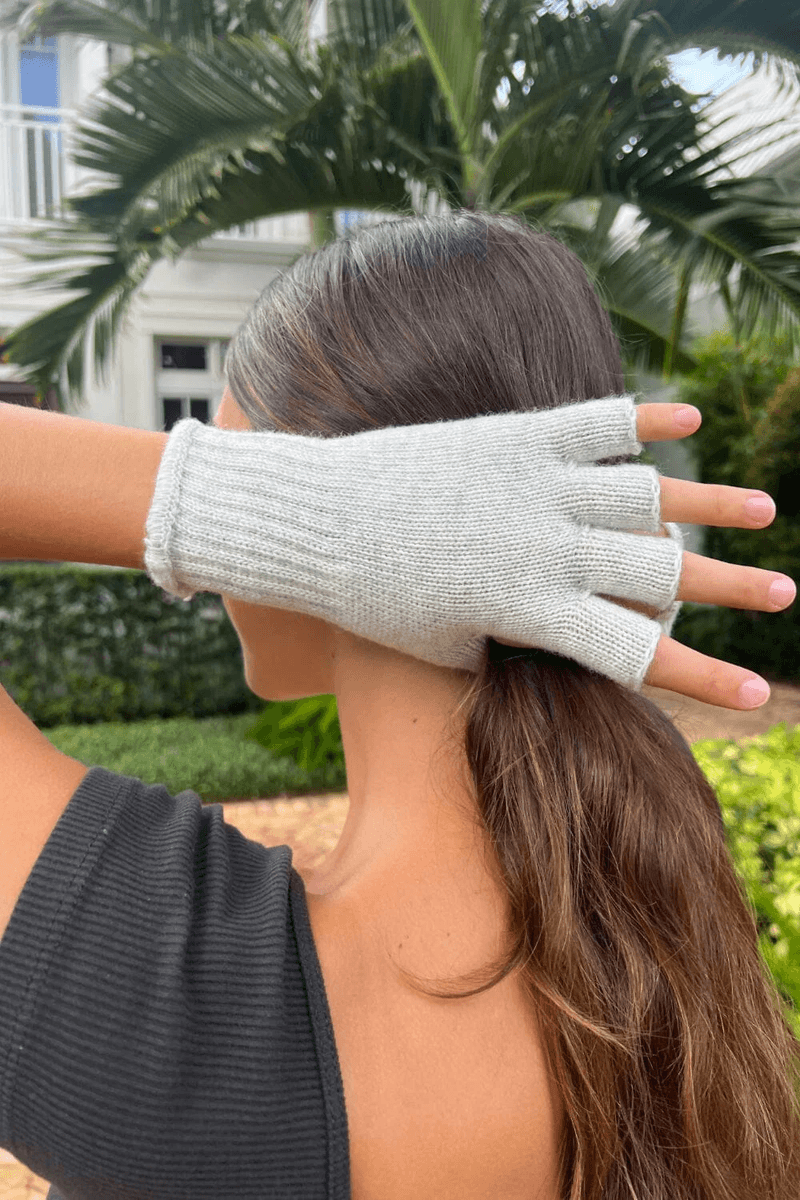 Brandy Melville Fingerless Wool Gloves Silver Grey