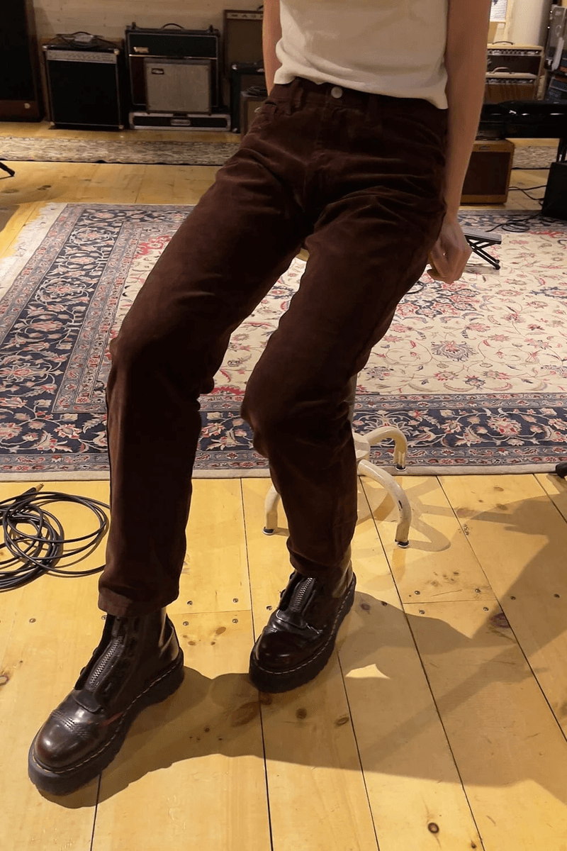 Brandy Melville Addison Korduroy Kalhoty čokoládové (nepovolovat) Ok