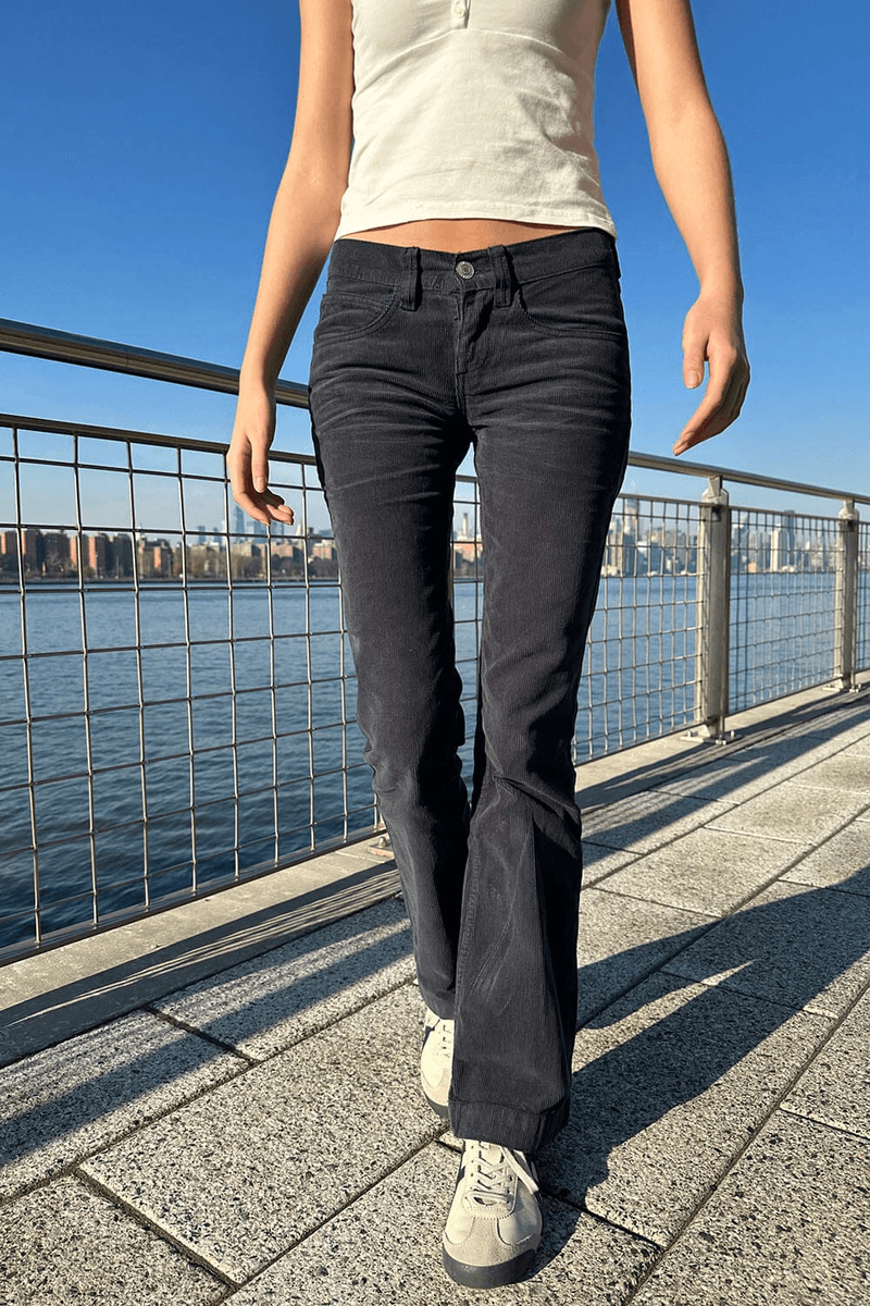 Brandy Melville Annie Manšestrové Kalhoty Námořnická Modř Manšestr