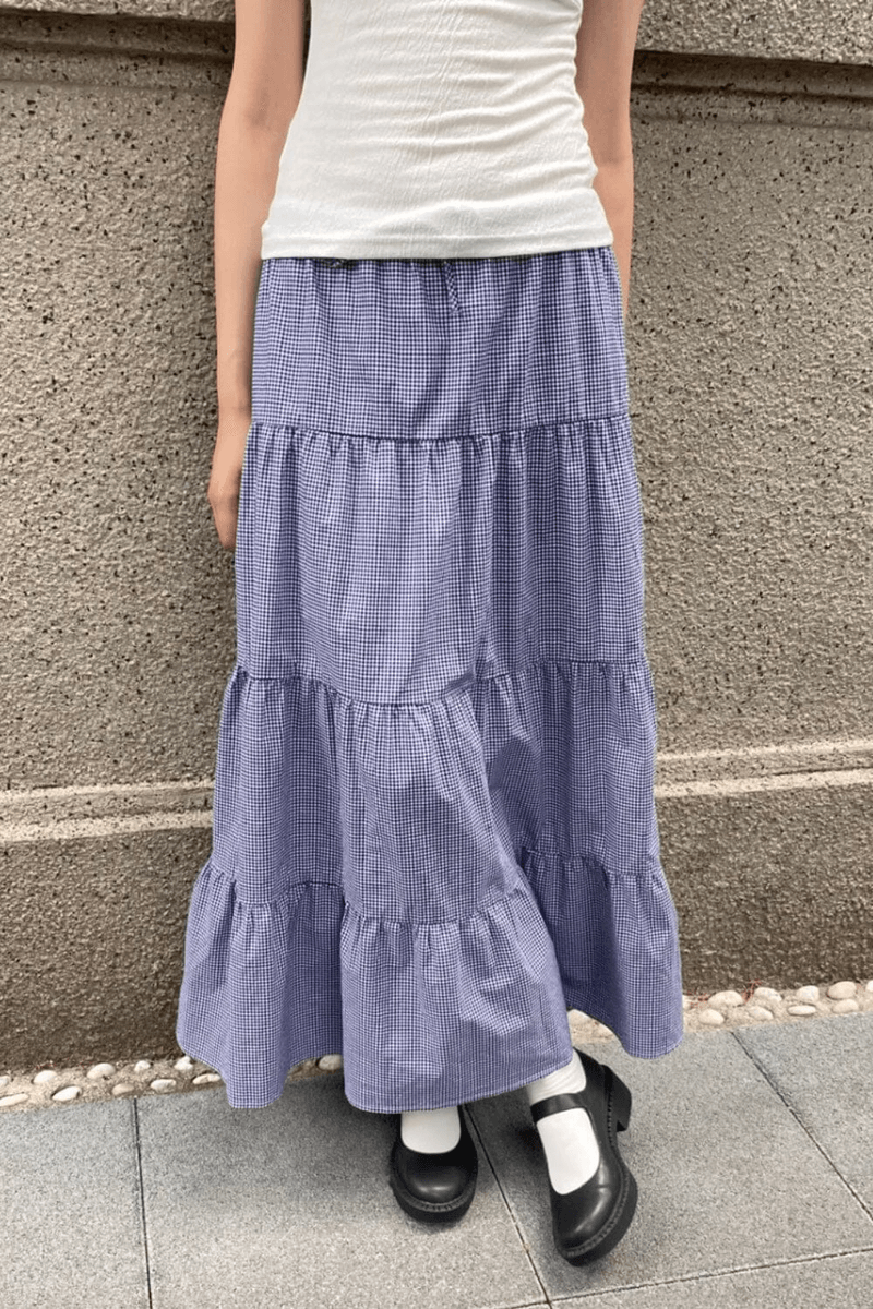 Brandy Melville Olivová Kostkovaná Sukně Modro-bílá Kostka