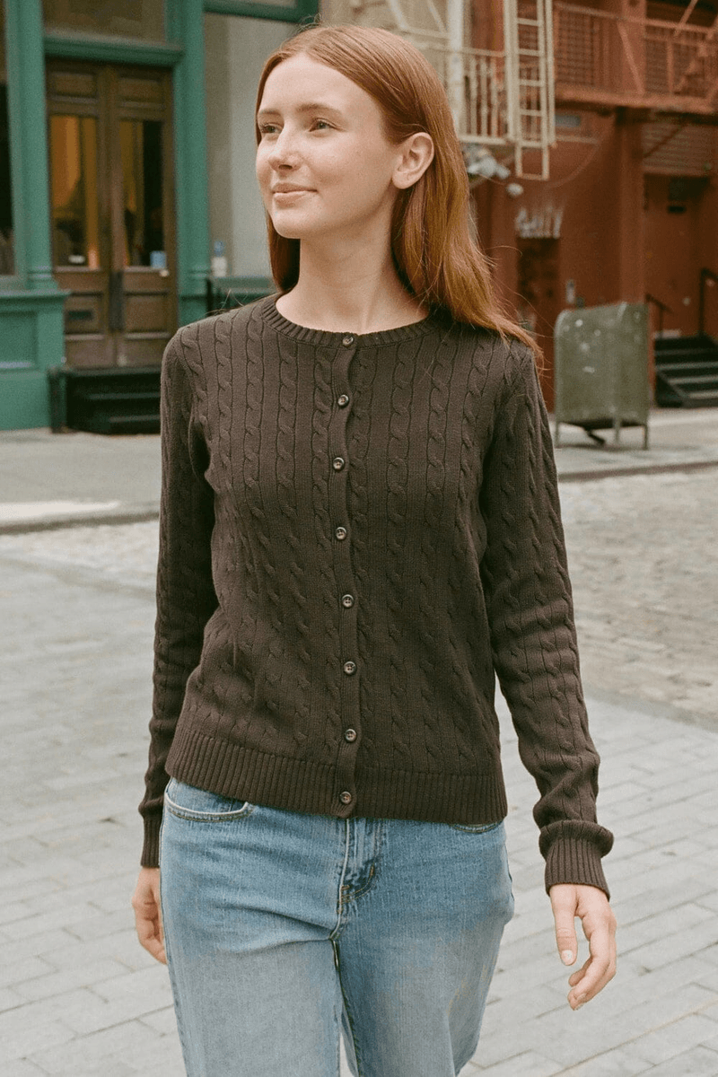 Brandy Melville Amalie Pletený Kardigan Mocha