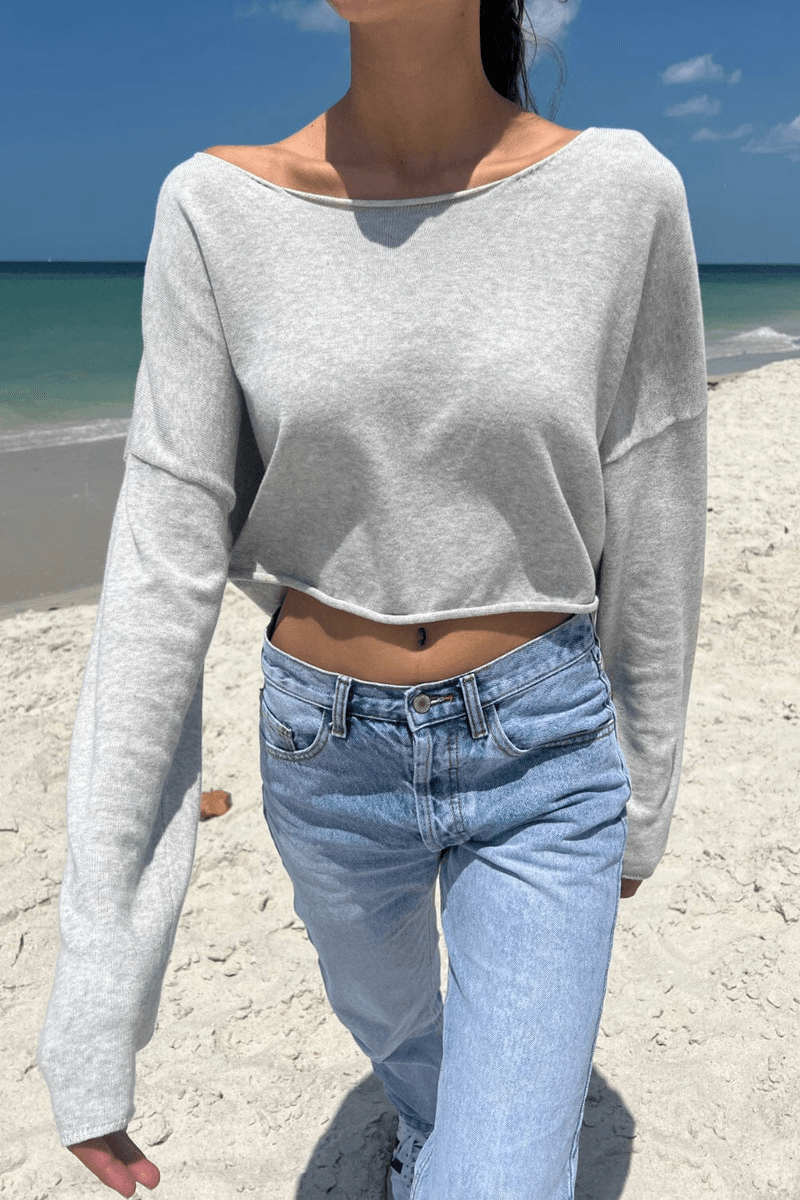 Brandy Melville Sweater Cropped Cameron Abu-abu Heather (digabungkan Dengan Mda175l-f03sc0200f12)