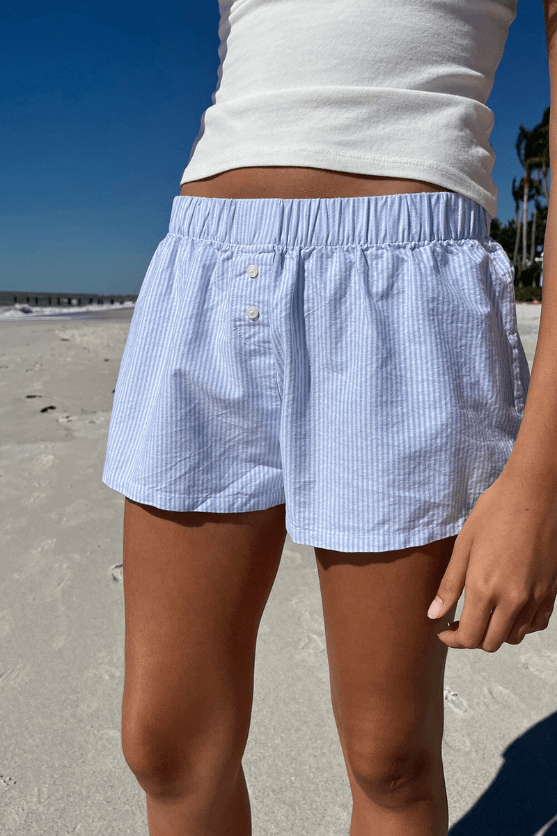 Brandy Melville Keira Striped Boxer Shorts Blue Stripes