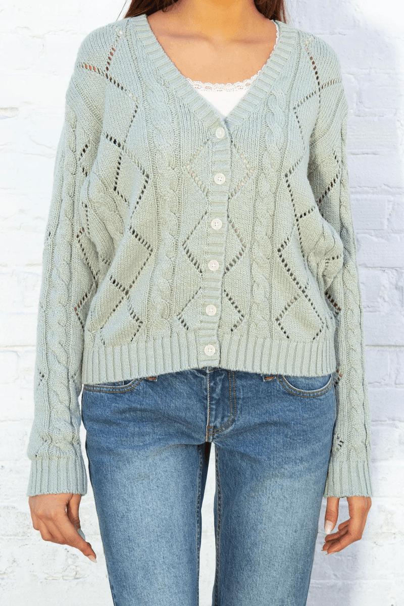 Brandy Melville Louise Rajutan Sweater Hijau Sage (jangan Aktifkan) Ok