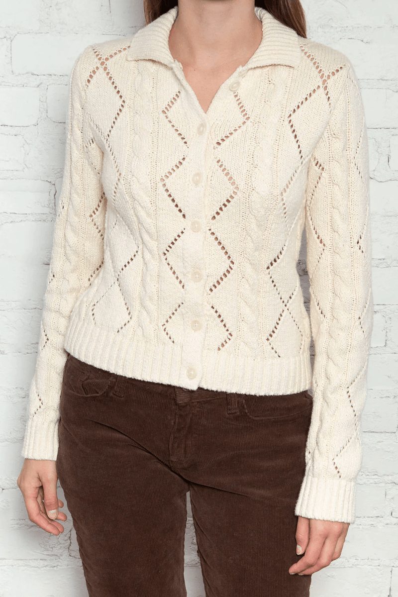 Brandy Melville Elena Bavlněný Svetr Slonová Kost