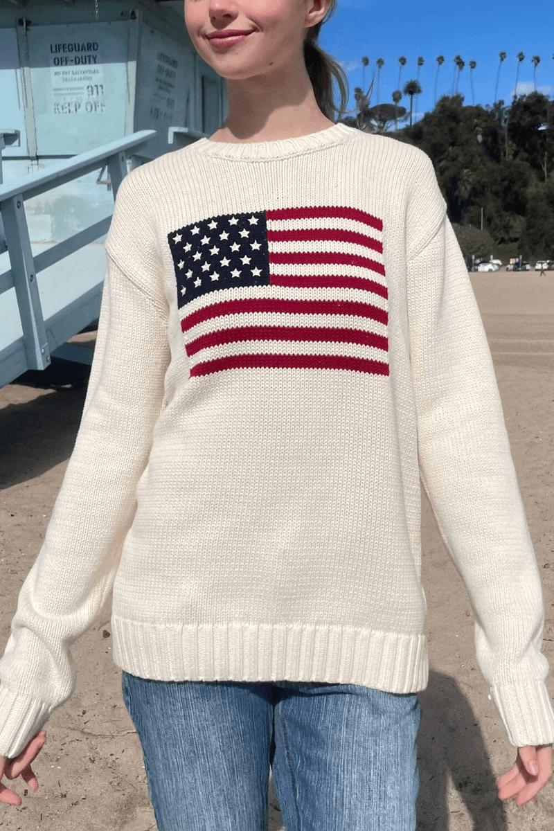 Sweater Drapeau Américain Nico Brandy Melville Ivoire