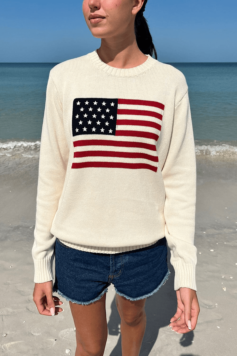 Sweater Drapeau Américain Nico Brandy Melville Ivoire