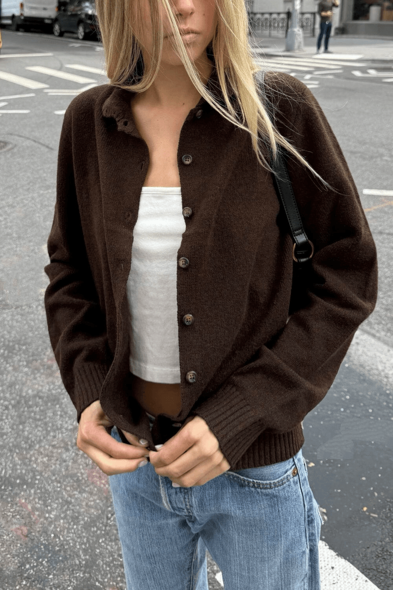 Brandy Melville Amalie Wool Cardigan Mocha