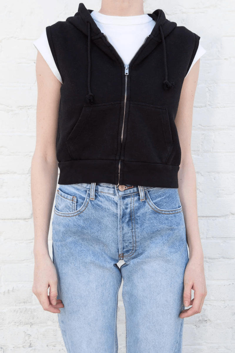 Brandy Melville Candice Tank Hoodie Preto