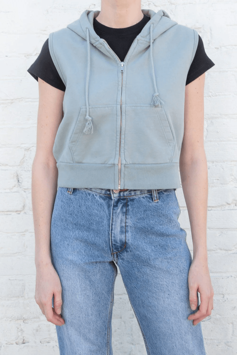 Brandy Melville Candice Tank Hoodie Verde Sálvia