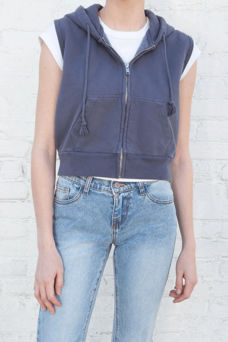 Brandy Melville Candice Tank Hoodie Vybledlá Námořnická Modrá