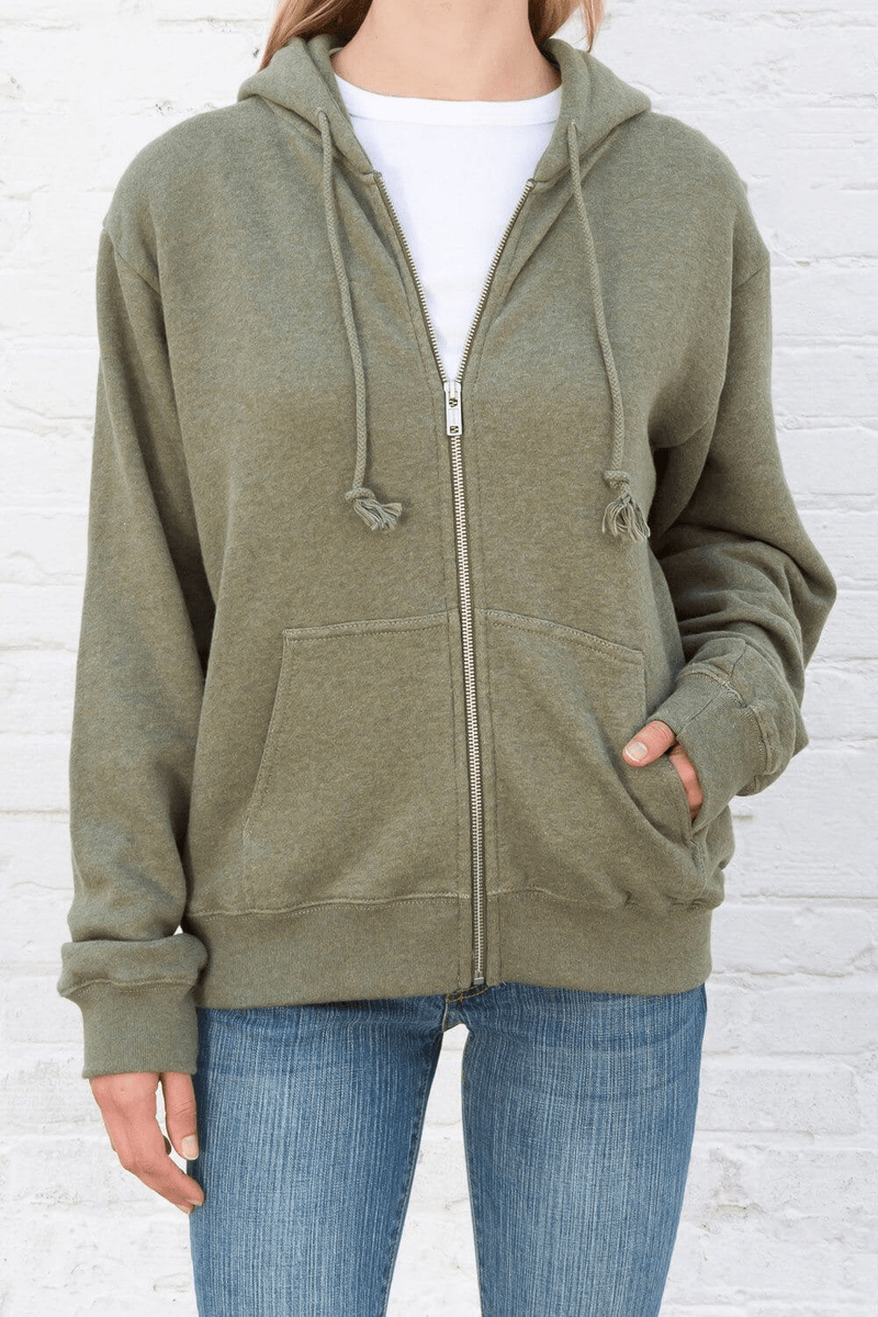 Brandy Melville Christy Hoodie Mahagonija Zelena