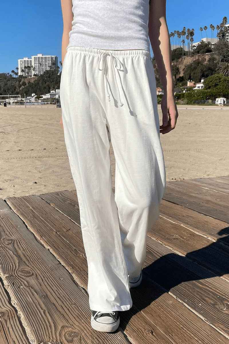 Brandy Melville Jesienne Spodnie Dresowe Z Wiązaniem Naturalna Biel