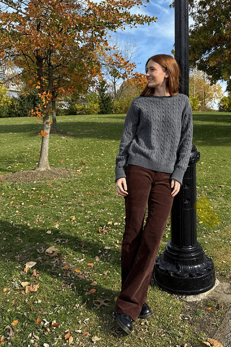 Brandy Melville Martha Sweater Tebal Abu-abu Gelap