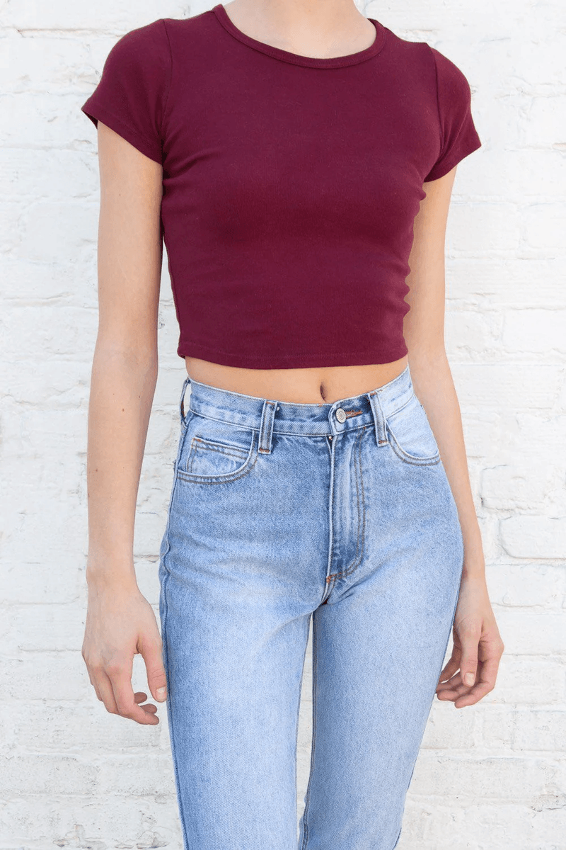 Brandy Melville Hailie Top Bordeaux (ne Pas Activer) Ok