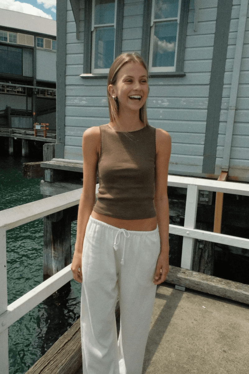 Brandy Melville Vicki Tank Tmavě Hnědá