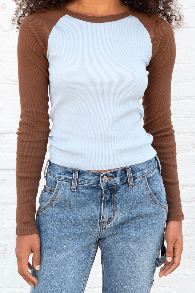 Brandy Melville Bella Top Biru Muda Coklat (jangan Aktifkan) Ok