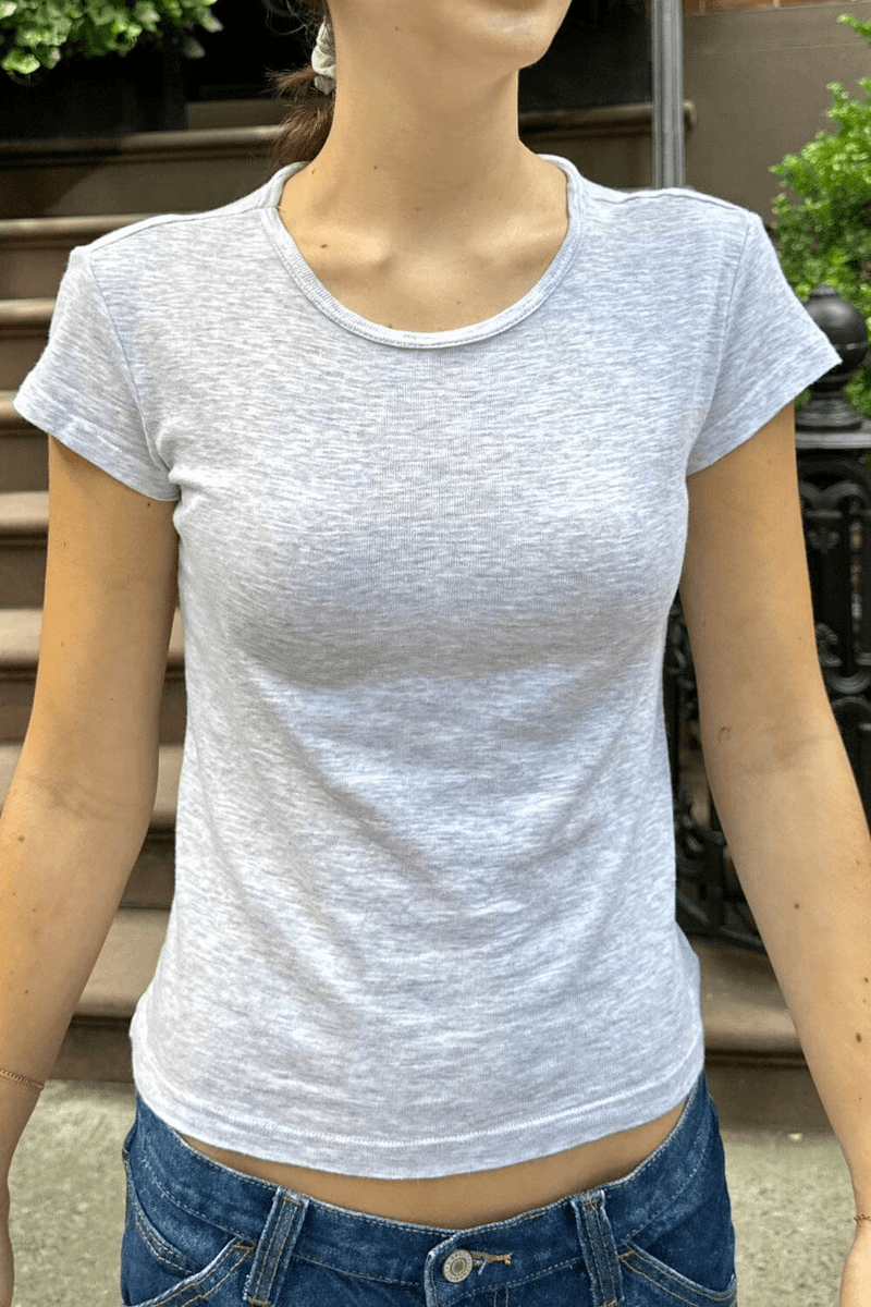 Brandy Melville Hailie Basic Top Silver Grey