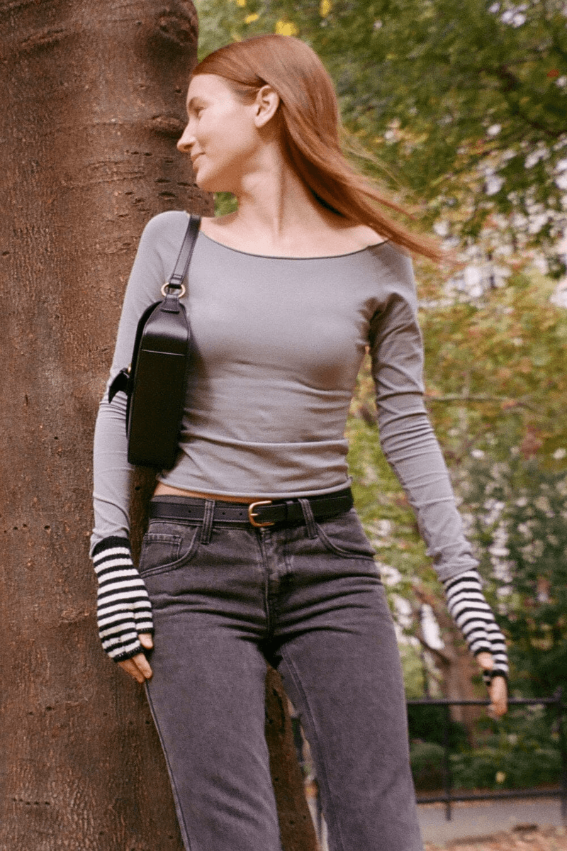 Brandy Melville Bonnie Top Light Charcoal Grey