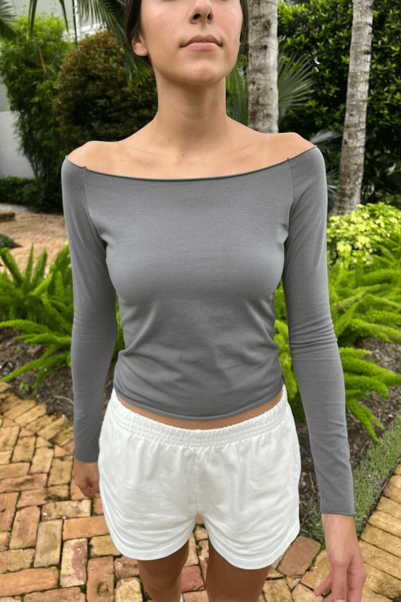 Brandy Melville Bonnie Top Abu-abu Tua