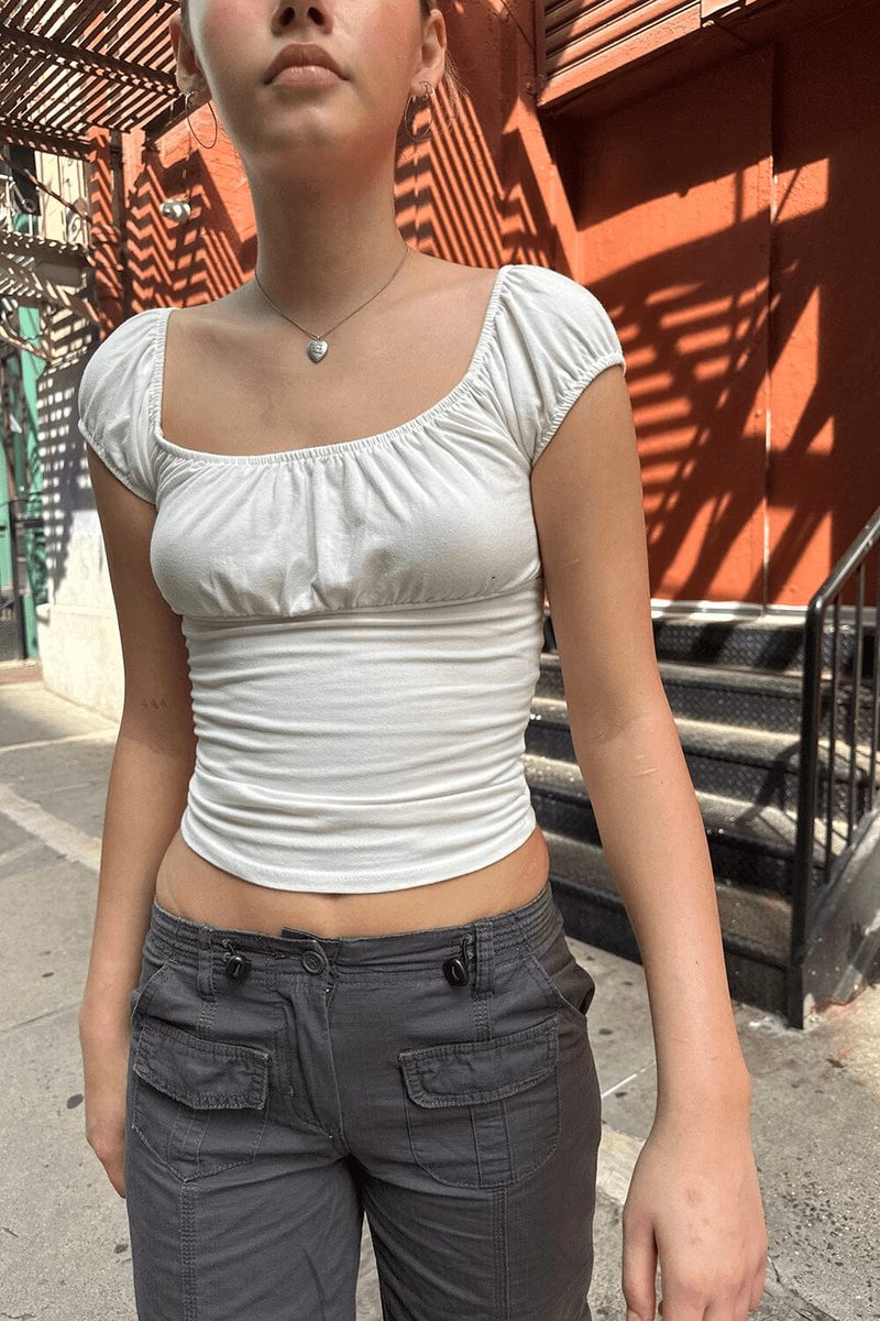 Brandy Melville Casey Top Putih Alami (jangan Aktifkan) Ok