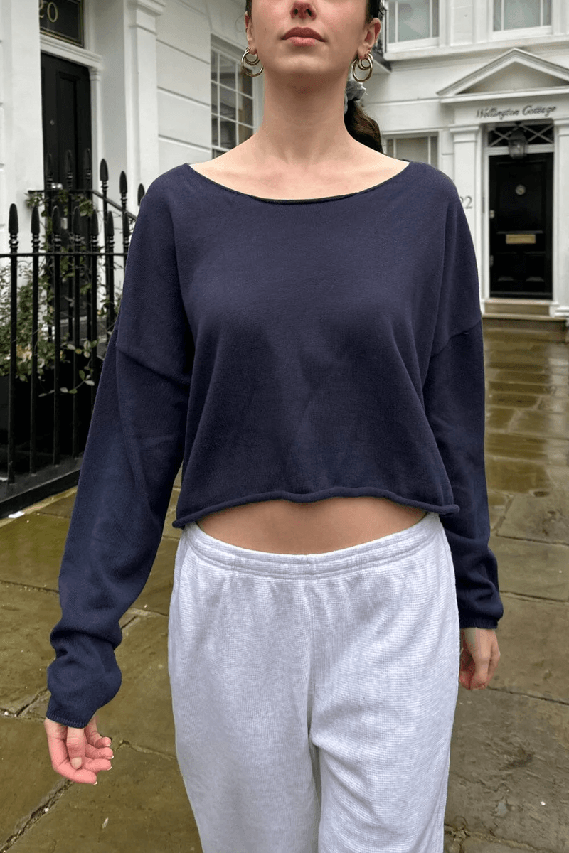 Brandy Melville Cameron Zkrácený Svetr Námořnická Modrá