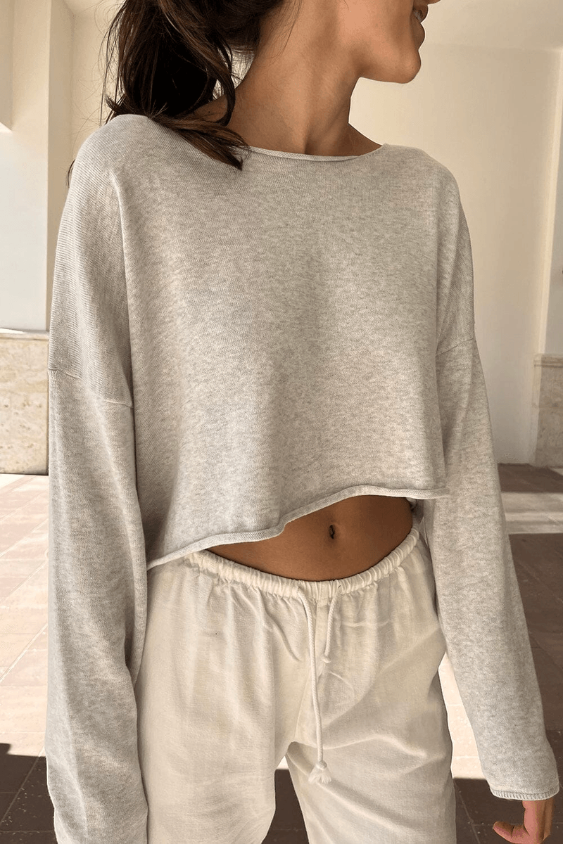 Brandy Melville Cameron Cropped Svetr Stříbrně šedý