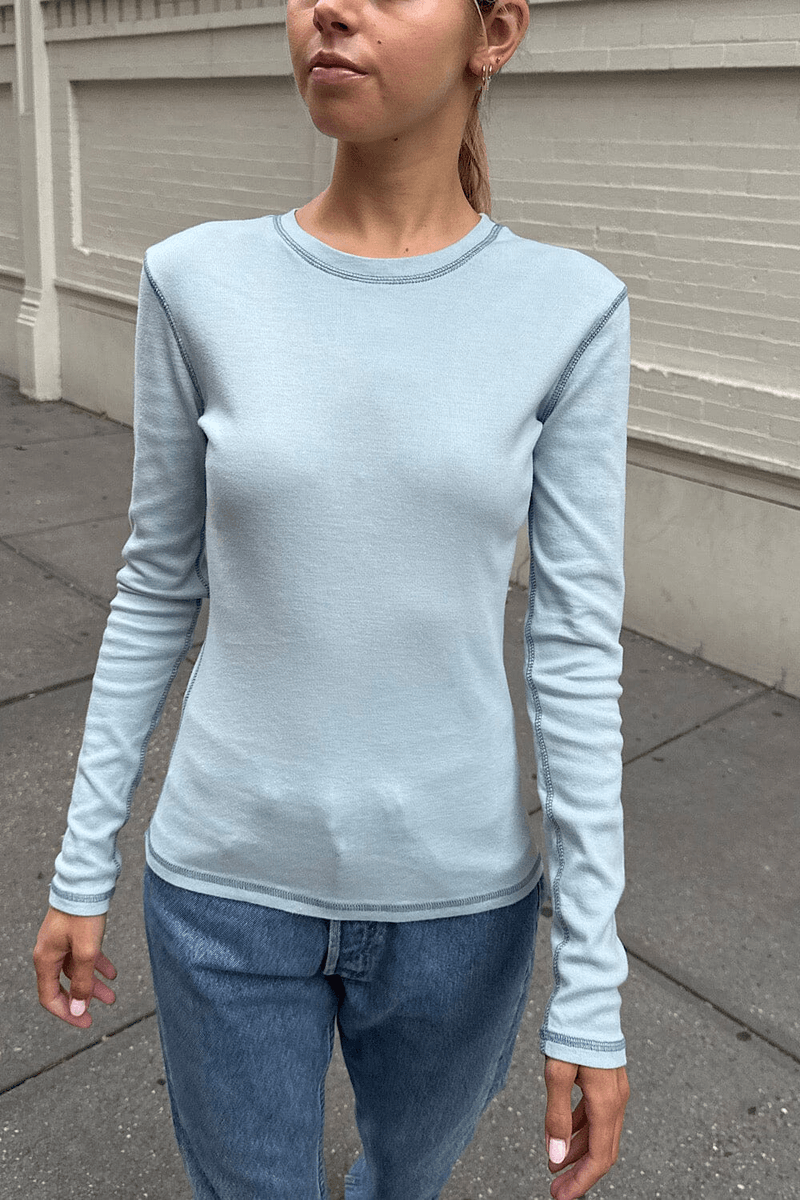 Brandy Melville Ainsley Top Světle šedá Modrá