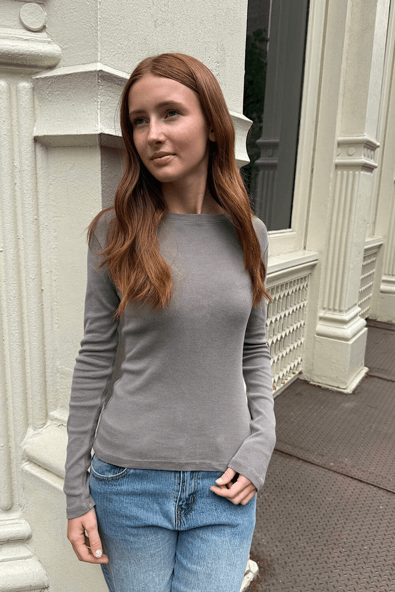 Brandy Melville Ainsley Top Tmavě šedá