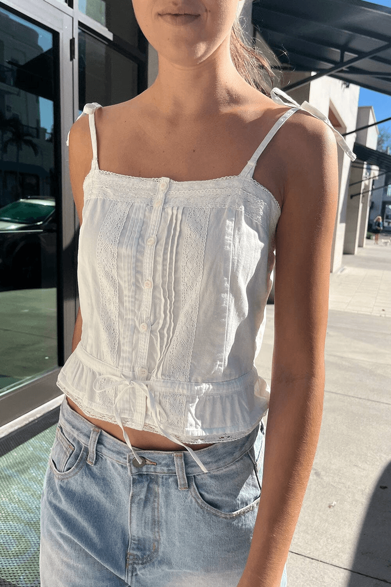 Brandy Melville Maeve Top Přírodní Bílá