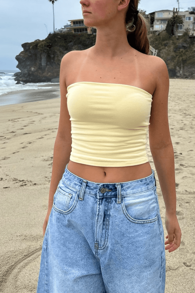 Brandy Melville Amelia Crop Top Pasztell Sárga (ne Engedélyezd) Ok