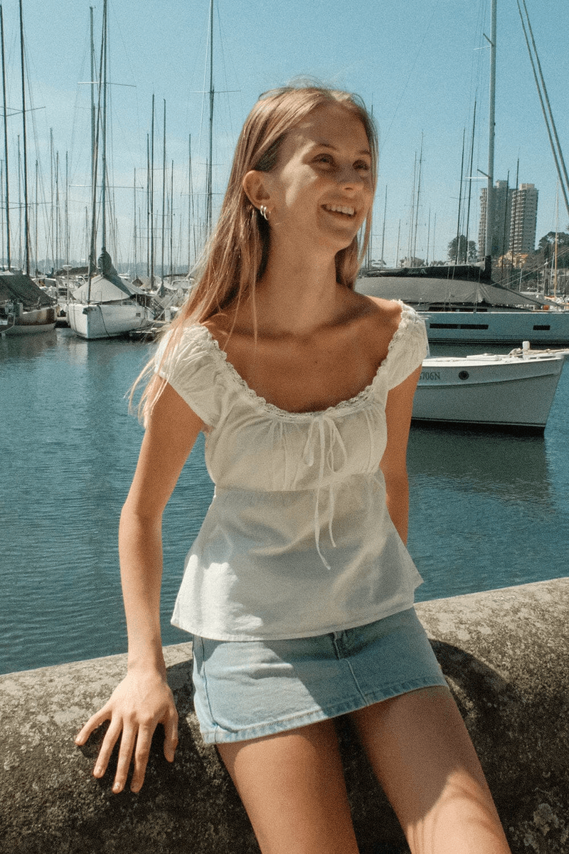 Brandy Melville Odette Top Přírodní Bílá