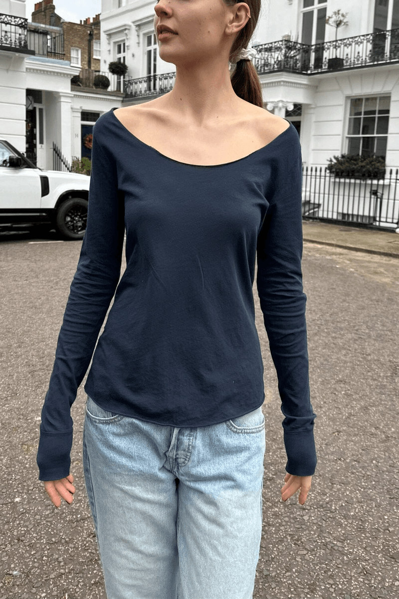 Brandy Melville Karen Top Bleu Marine (ne Pas Activer) Ok