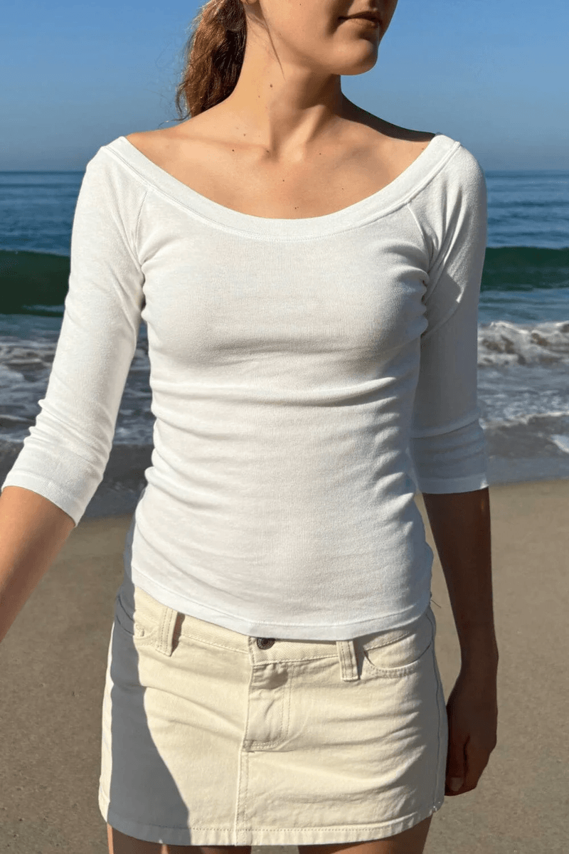 Brandy Melville Camila Top S Odhalenými Rameny Bílý (nepovolovat) Ok