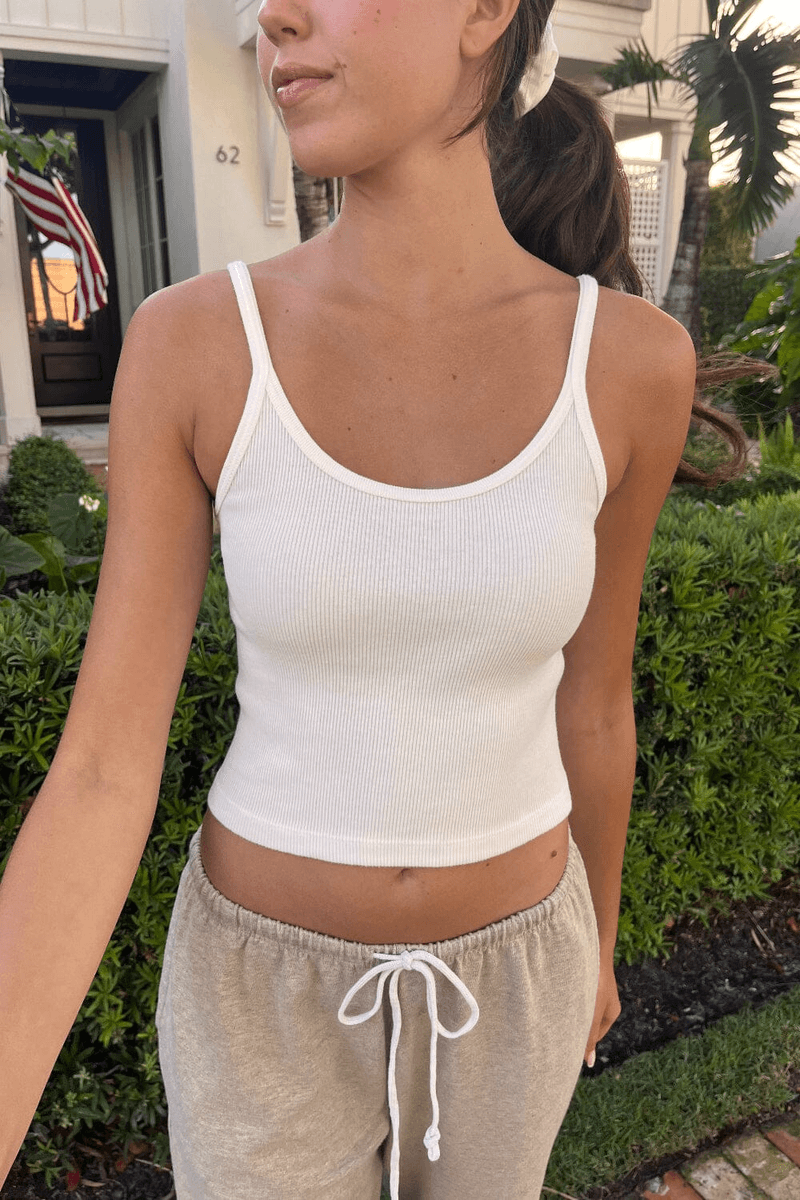 Brandy Melville Beyonca Crop Tank Přírodní Bílá