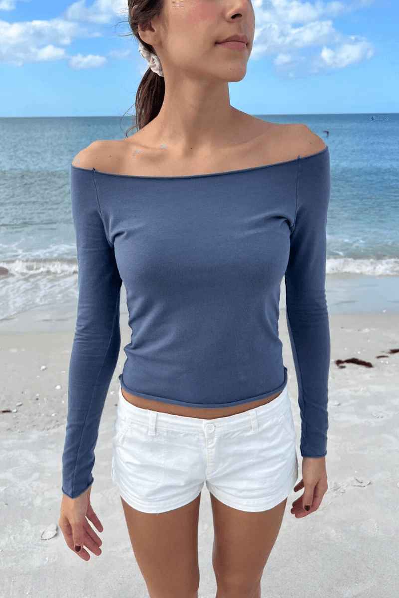 Brandy Melville Bonnie Top Vyblednutá Modrá