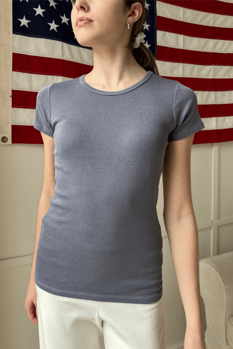 Brandy Melville Hailie Top Vyblednutá Námornícka Modrá