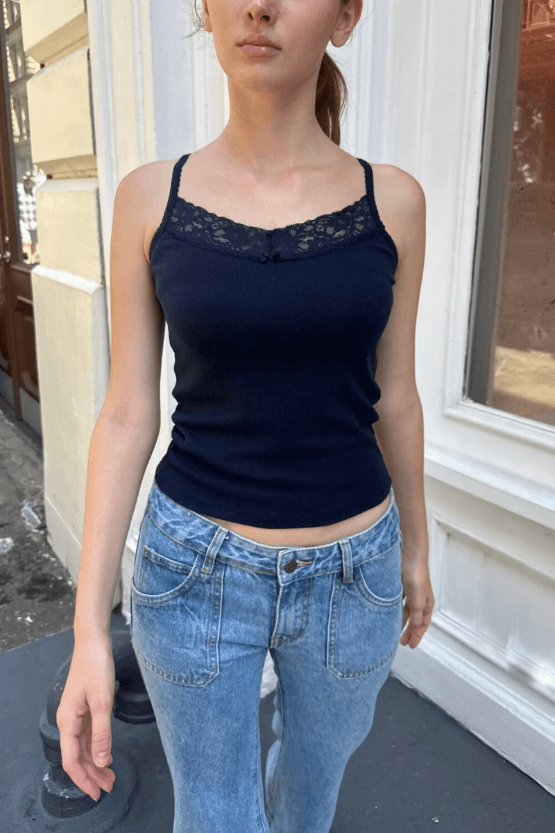 Brandy Melville Aden Základný Top Klasická Námornícka Modrá