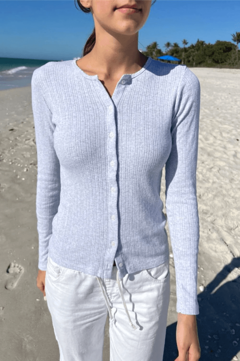 Brandy Melville Zelly Eyelet Top Stříbrně šedá (nepovolovat) Ok