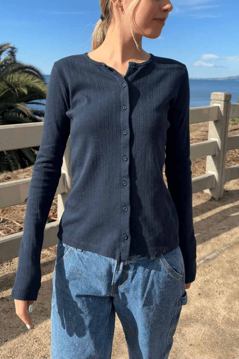 Brandy Melville Zelly Eyelet Top Classic Navy (nepovolovat) Ok