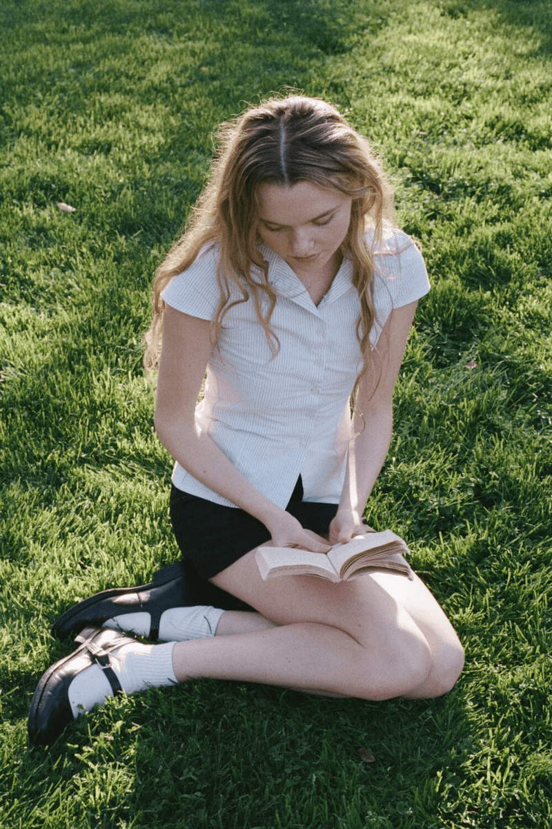 Brandy Melville Rue Stripe Top Sage Stripes