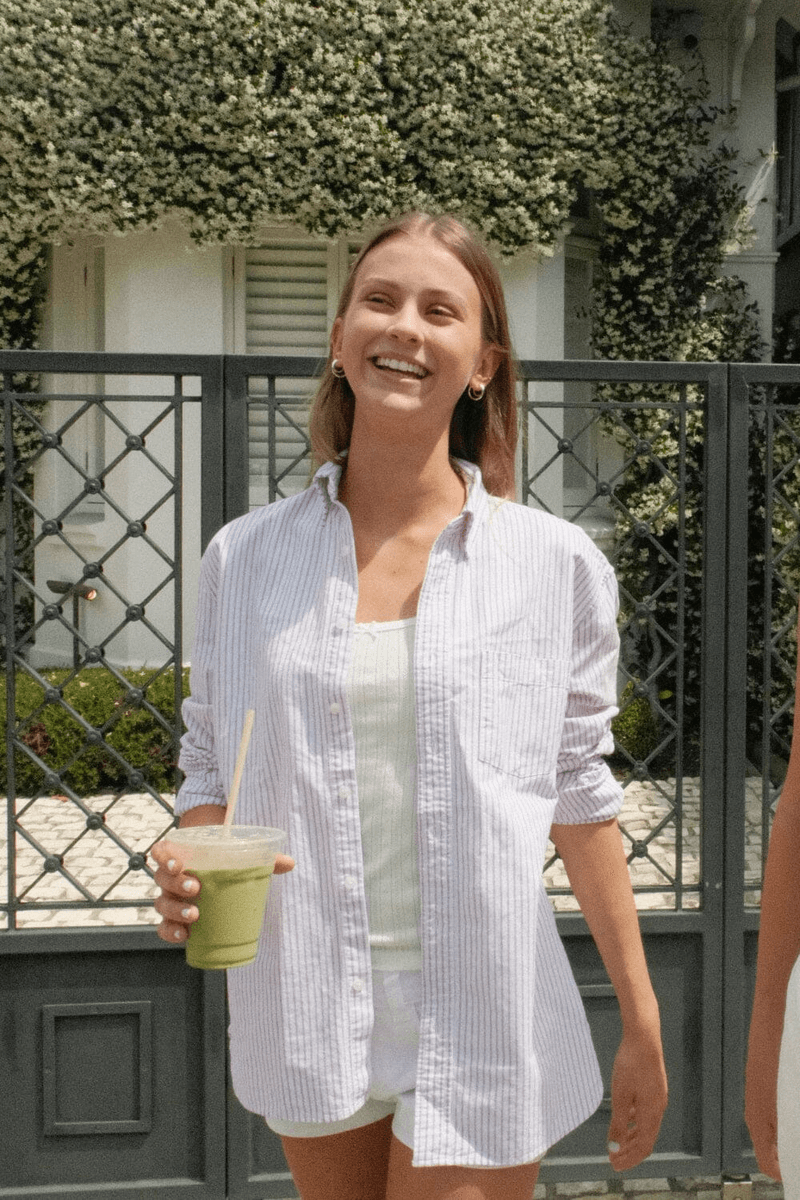 Top Listrado Stephanie Da Brandy Melville Rosa E Branco