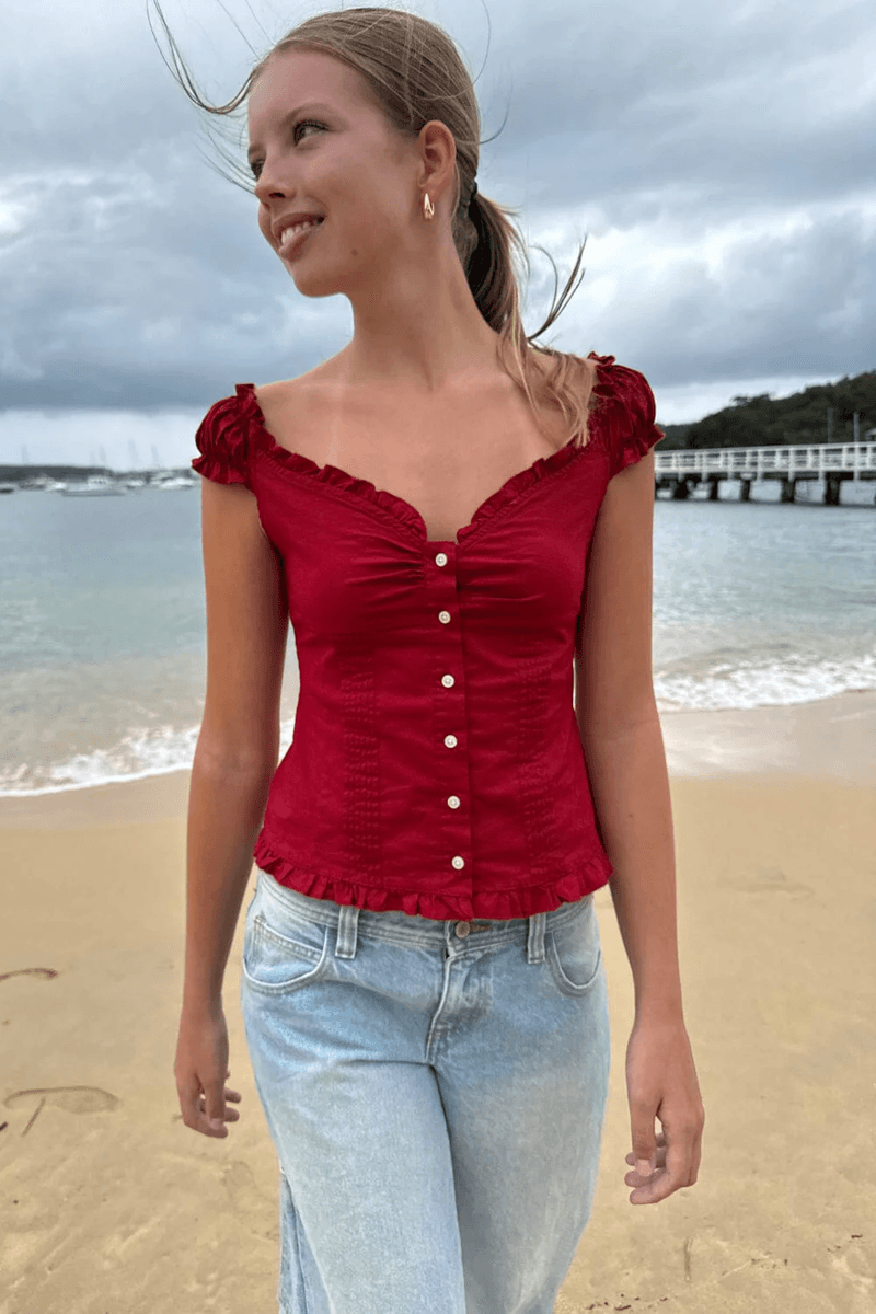 Brandy Melville Elena Top Merah (jangan Aktifkan) Ok