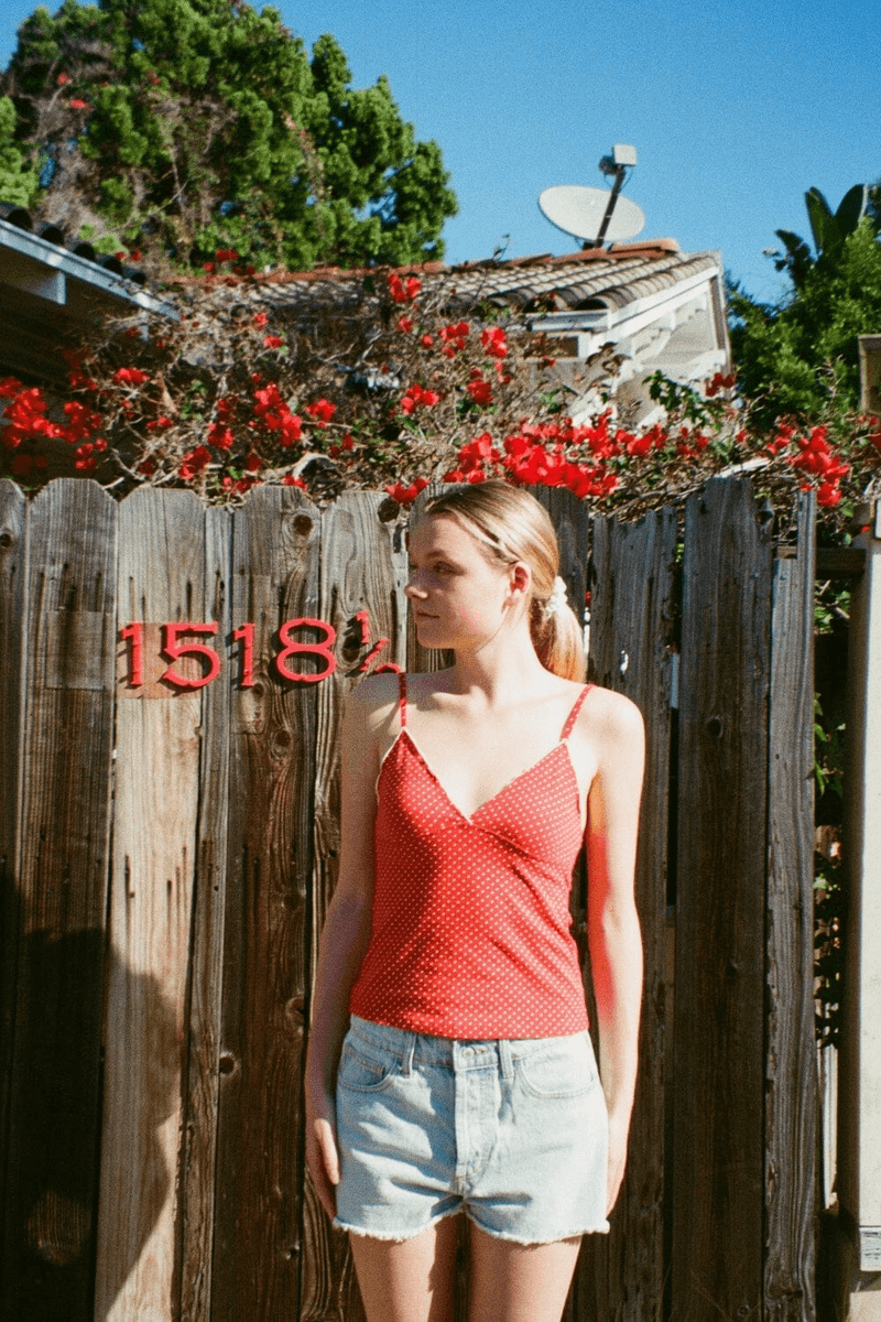 Brandy Melville Tiffany Polka Dot Tank Red With White Polka Dots